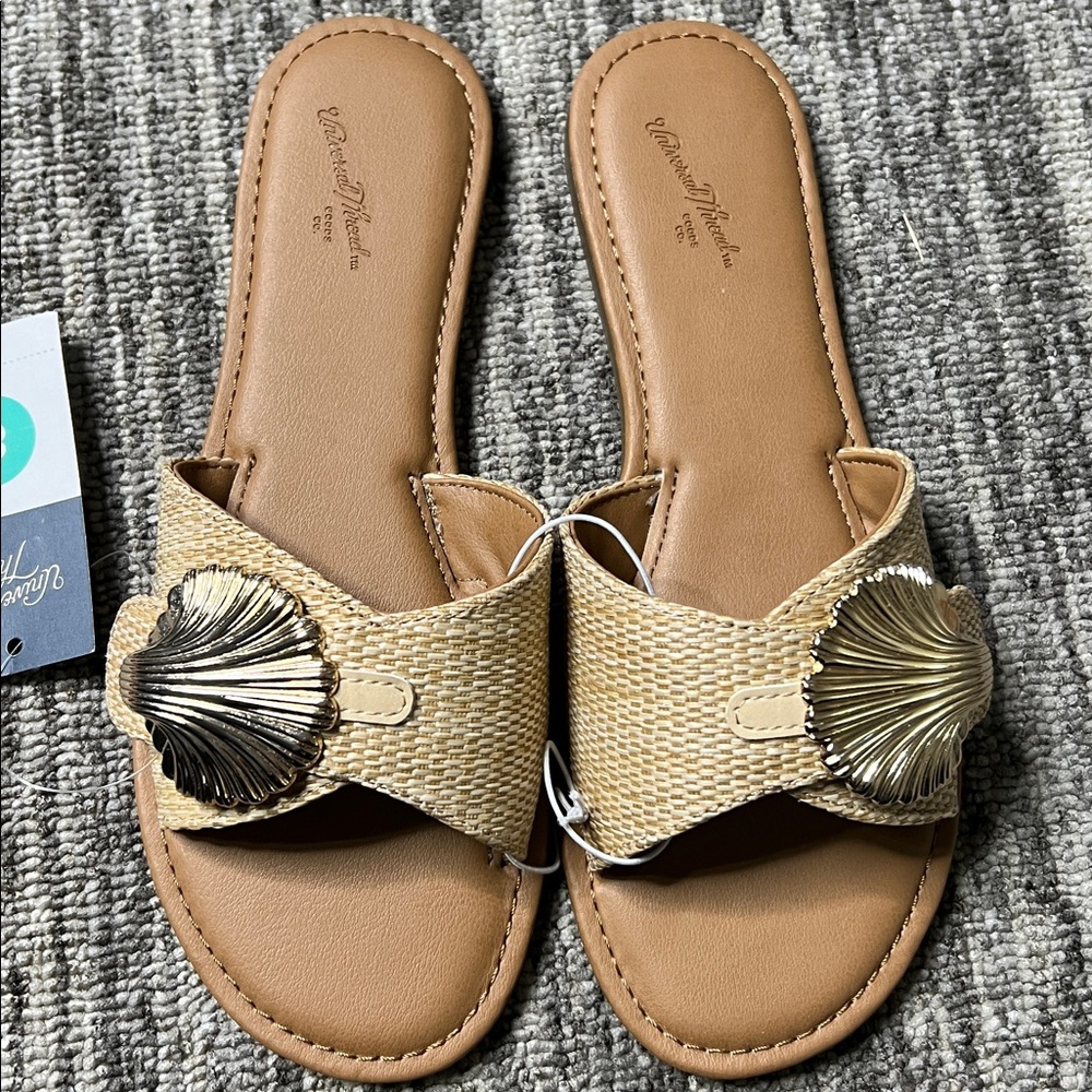 Universal Thread Women's Nesryn Raffia Shell Ornament Slide Sandal Size 6 - Picture 3 of 13